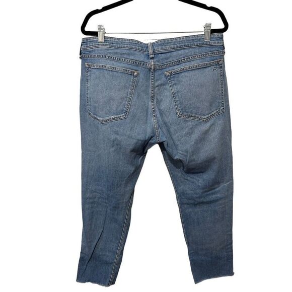 Rag & Bone Distressed Low Rise Ankle Slim Fit Boyfriend Jeans Blue Denim Size 31 - Picture 6 of 15